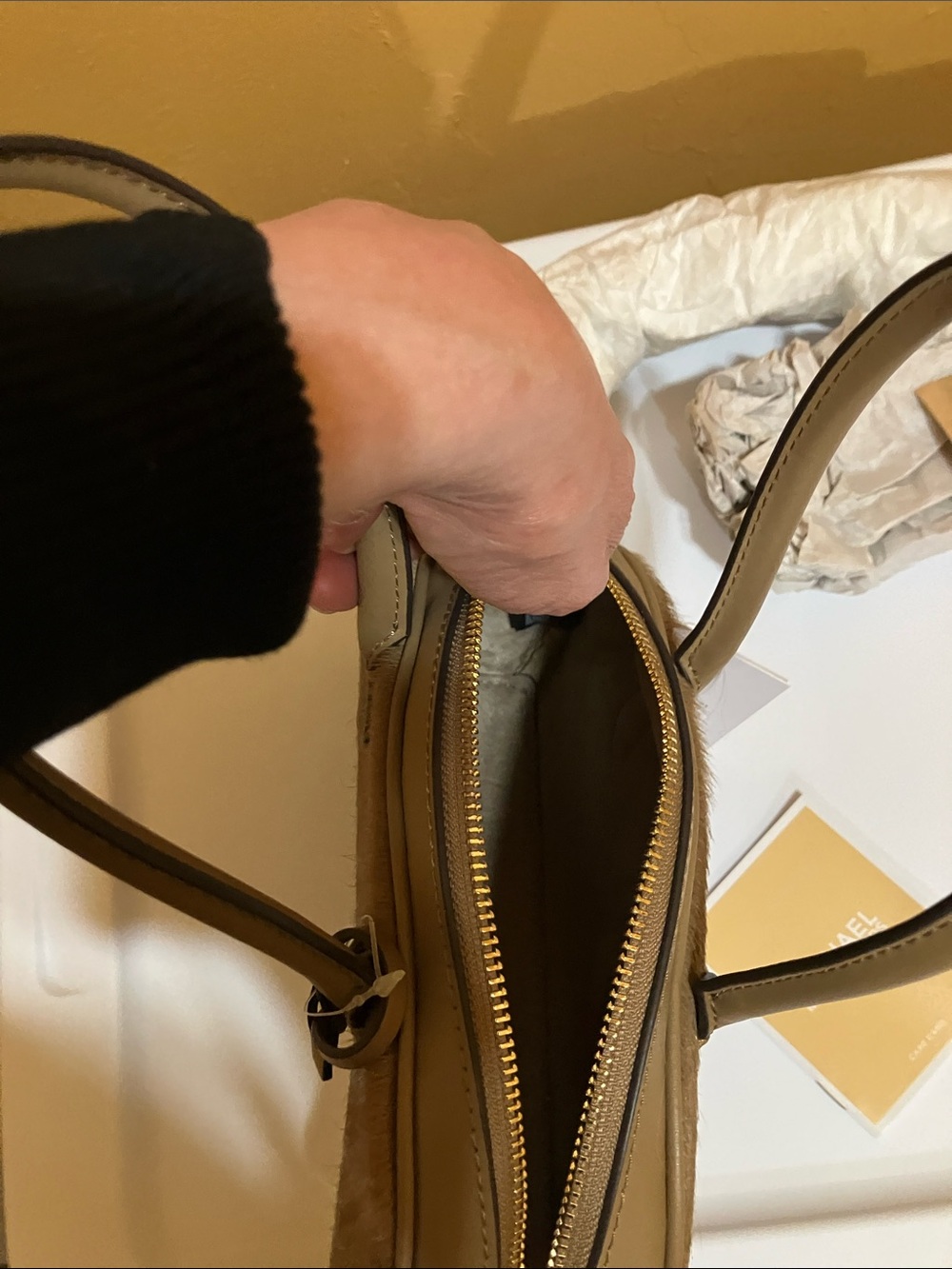 Michael Kors LULU Husk SM Handle Satchel Haircalf - Picture 10 of 14